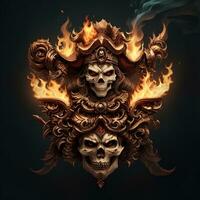 head skull fire mascot and esport gaming logo, AI generated photo