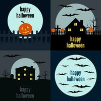 Set of four vector illustrations for Halloween