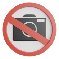 No camera sign clipart flat design icon isolated on transparent background, 3D render road sign and traffic sign concept png