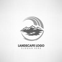 Landscape Concept Logo Template with Mountain Symbol. Label Template For Company, Sport, Travels, and Other, Vector Illustration