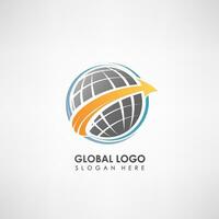 Global Concept Logo Template. Label Template For Company Symbol, Vector Illustration