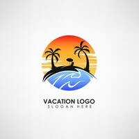 vacaciones concepto logo modelo. etiqueta para vacaciones y viajes, vector ilustración