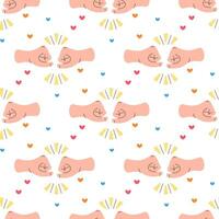 Seamless hand pattern, holding hands, fists, vector