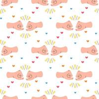 Seamless hand pattern, holding hands, fists, vector