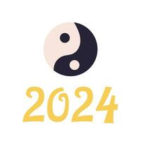 2024 yin-yang chino nuevo año, balance. vector