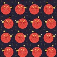 Seamless pattern chinese dragon, red cute 2024. vector