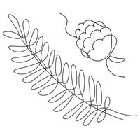 Cedar and pine tree pollen linear icon. Branch with needles, fir cone. Continuous line drawing. Thin line customizable illustration. Contour symbol. Vector isolated outline. Editable stroke