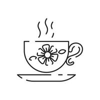 Teacup line icon icon. Teapot or samovar flat icon. Thin line signs for design logo, visit card. Symbol for web design or mobile app. Cup outline pictogram. vector