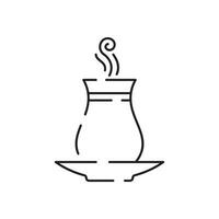 taza para té línea icono icono. tetera o Samovar plano icono. Delgado línea señales para diseño logo, visitar tarjeta. símbolo para web diseño o móvil aplicación taza contorno pictograma. vector