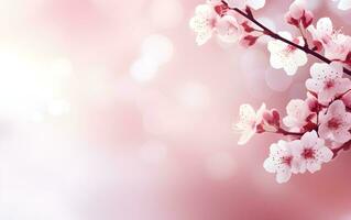 beautiful cherry blossom background with boken effect Generative AI photo