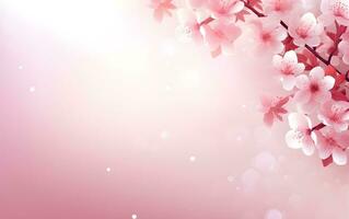 un hermosa rosado antecedentes con Cereza flores gratis generativo ai foto