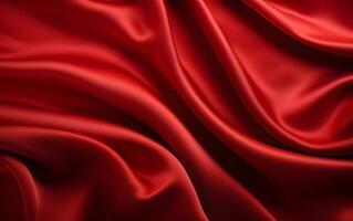 a red silk fabric with folds Generative AI photo