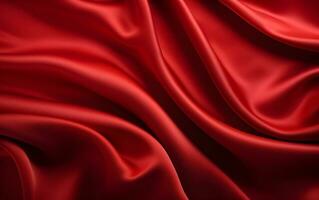 a red silk fabric with folds Generative AI photo