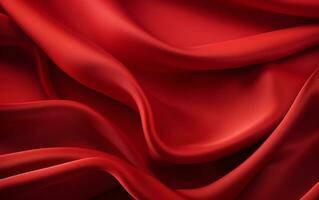 un rojo seda tela con pliegues generativo ai foto