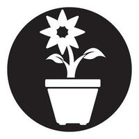 flor florero icono logo vector diseño modelo ilustración