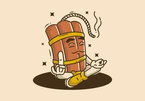 mascota personaje diseño de TNT dinamitar en meditación actitud vector