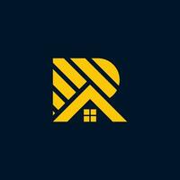 letter R with house logo design vector