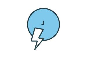 Fast icon. clock with lightning. icon related to speed. suitable for web site, app, user interfaces, printable etc. Solid icon style. Simple vector design editable