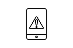 Phone error icon. phone with exclamation mark. icon related to Warning, notification. suitable for web site, app, user interfaces, printable etc. Line icon style. Simple vector design editable