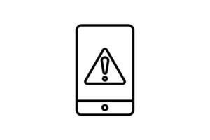 Phone error icon. phone with exclamation mark. icon related to Warning, notification. suitable for web site, app, user interfaces, printable etc. Line icon style. Simple vector design editable