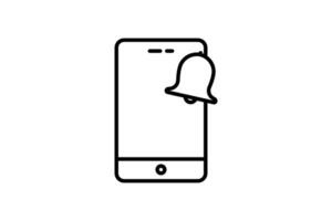 Notification icon. phone with bell. icon related to Warning, notification. suitable for web site, app, user interfaces, printable etc. Line icon style. Simple vector design editable