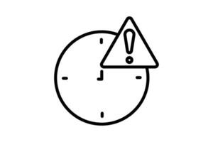 Warning icon. clock with exclamation mark. icon related to warning, notification. suitable for web site, app, user interfaces, printable etc. Line icon style. Simple vector design editable