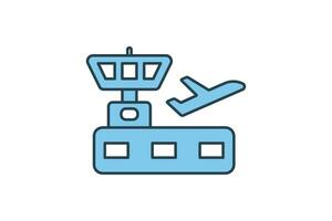 Airport icon. Airplane. icon related to airport. suitable for web site design, app, user interfaces, printable etc. Flat line icon style. Simple vector design editable