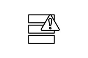 Data error icon. hard drive with exclamation mark. icon related to Warning, notification. suitable for app, user interfaces, printable etc. Line icon style. Simple vector design editable