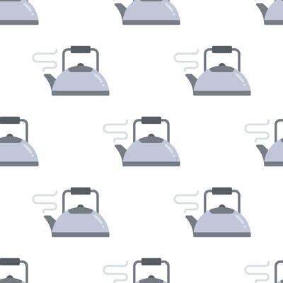 Kettle pot seamless pattern on white background.
