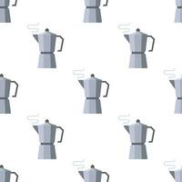 Moka pot coffee maker seamless pattern on white background. vector