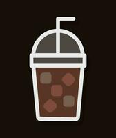 A glass of Iced coffee with lid, Flat design vector element.
