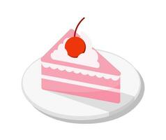 Strawberry Cake vector element on White background.