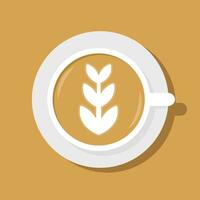Top view of a cup of Coffee latte art vector element.