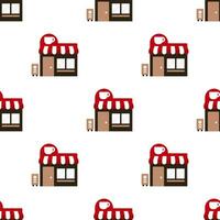 Coffee shop seamless pattern on white background. vector