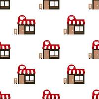 Coffee shop seamless pattern on white background. vector