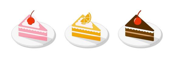 Collection of Cake slices vector element on White background.