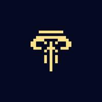 a pixelated logo initial t elephant vector