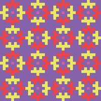 a colorful pattern with squares and crosses on purple vector