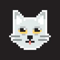 pixel cat head on black background vector