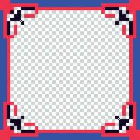 pixel square frame with red and blue border vector