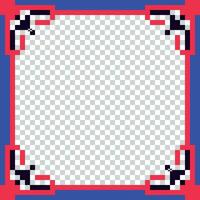 pixel square frame with red and blue border vector