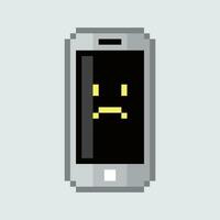 an old cell phone with a sad face on it vector