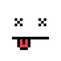 a pixel face with a tongue sticking out vector