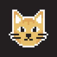 pixel cat head on black background vector