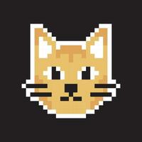 pixel cat head on black background vector