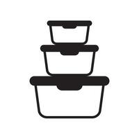 Food container icon. Lunchbox icon. Organising food storage containers. Vector icon isolated on white background.