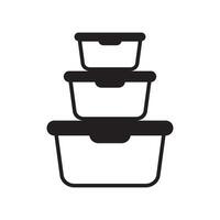 Food container icon. Lunchbox icon. Organising food storage containers. Vector icon isolated on white background.