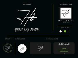 Typography Hb Signature Apparel Logo, Minimal HB Luxury Letter Logo vector