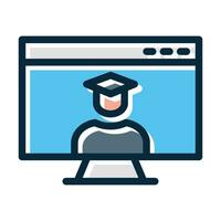 E-Learning Vector Thick Line Filled Dark Colors For Personal And Commercial Use.