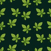 Seamless Pattern Chestnut leaves vector illustration. Botanical background wallpaper cartoon drawing of green leaves of the plant.